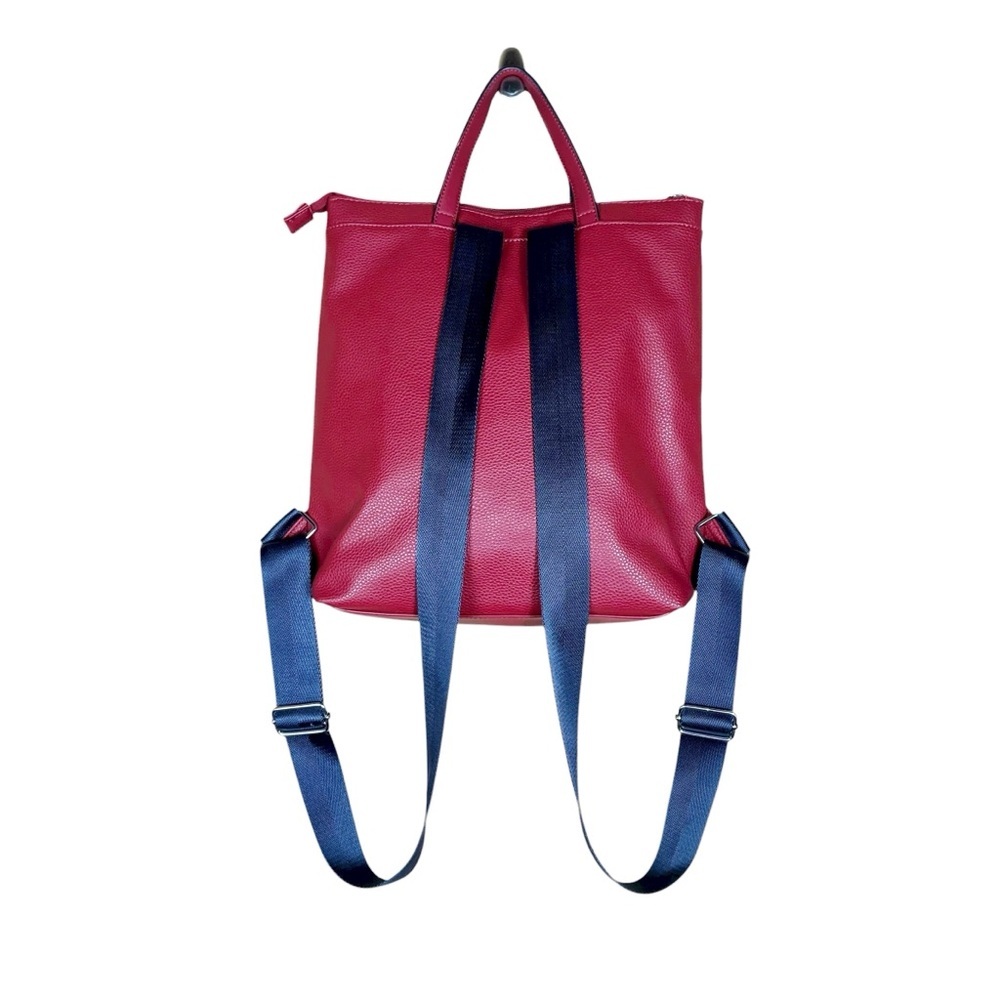 Nautica Backpack Red Faux Leather Cabin Fever Zip Top Bag Nautical Preppy - Picture 2 of 10